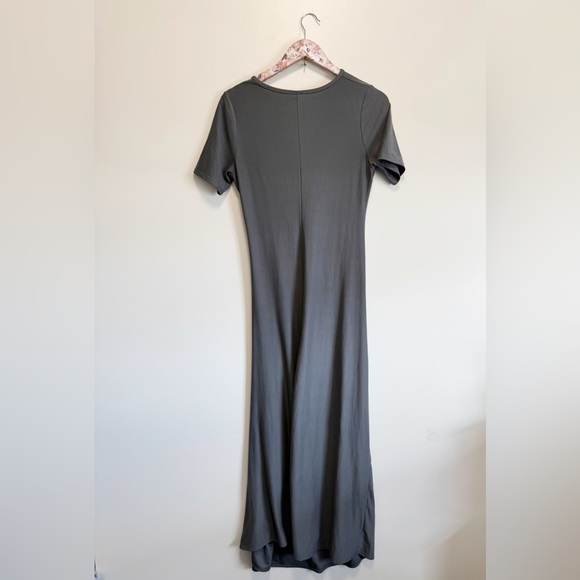 ORANGE CREEK Gray Knot Waist Maternity Maxi Dress S Small Short Sleeve - Picture 9 of 9